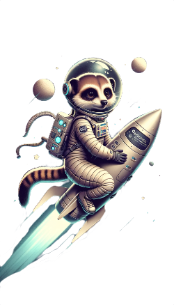 Meerkat astronaut riding on a rocket illustration