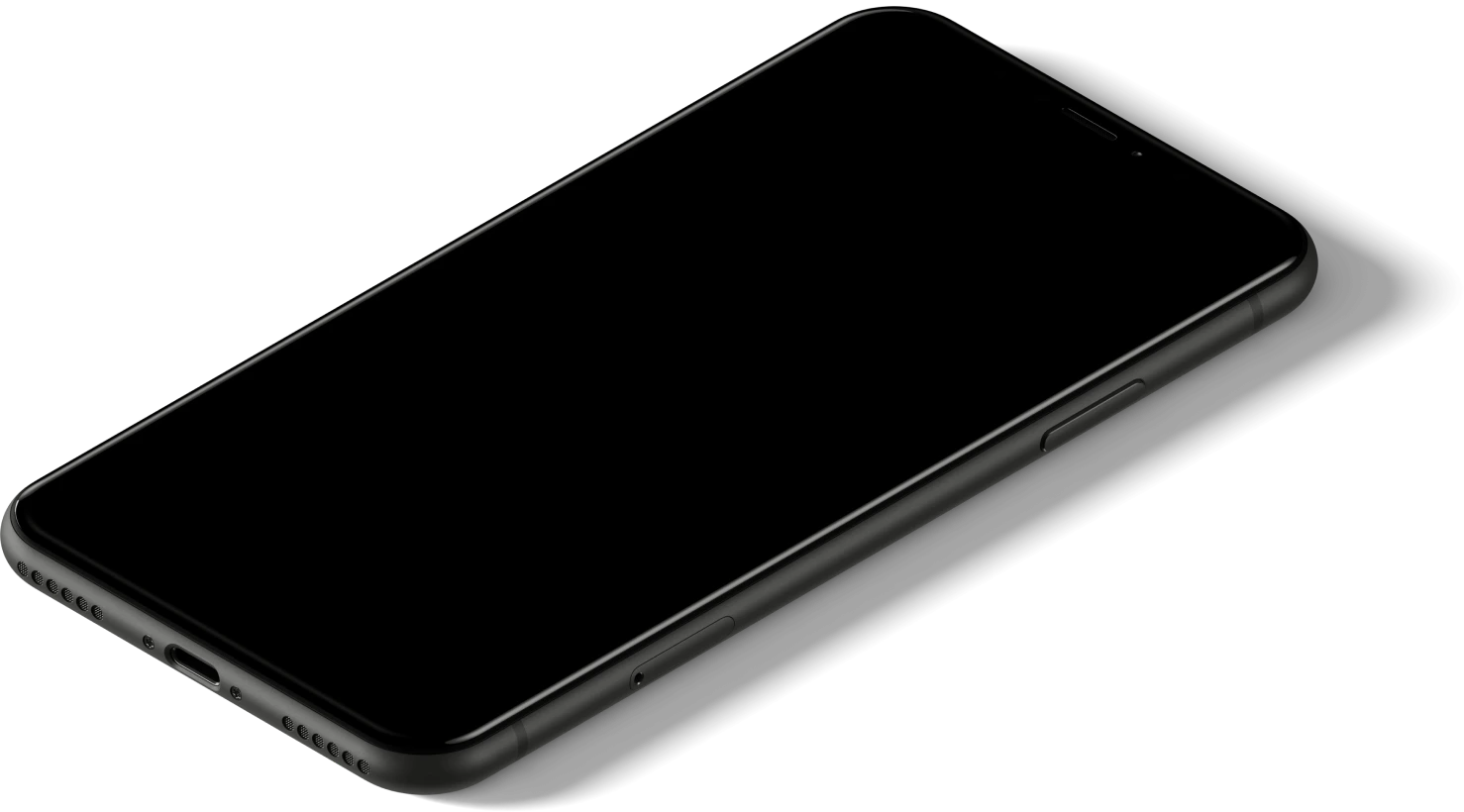 React's logo, consisting of a light blue atomic symbol with orbiting electrons, is displayed over a black iPhone mockup shown at an angle. It has a dark, minimalist aesthetic with the phone appearing to float in a starry space-like background.