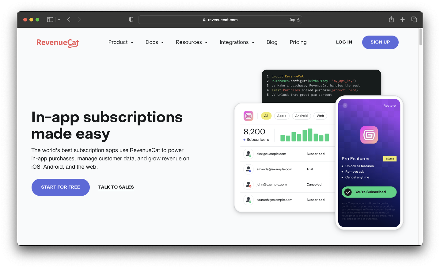 In-App Subscriptions Made Easy – RevenueCat